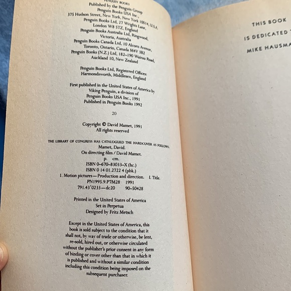 DAVID MAMET: On Directing Film - 107 pages - Book English - Picture 4 of 5